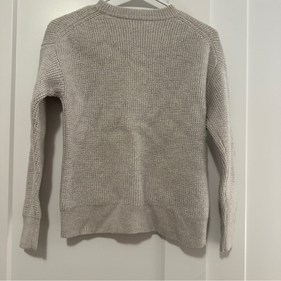 Wilfred Free Beige Waffle Knit Crew Neck Sweater Size XXS Women’s 100% Wool - Picture 7 of 12